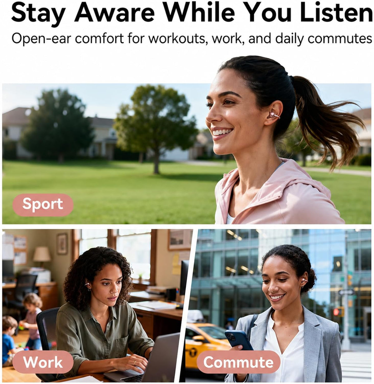 Upgraded Clip-On Earbuds, Open Ear Wireless Earbuds Bluetooth 6.0