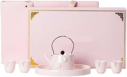 Exquisite Pink Portable Tea Set - Elegant Gongfu Tea Travel Companion -Chinese Tea Ceremony Goodie