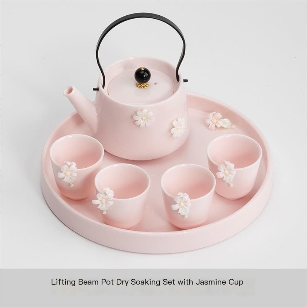 Exquisite Pink Portable Tea Set - Elegant Gongfu Tea Travel Companion -Chinese Tea Ceremony Goodie