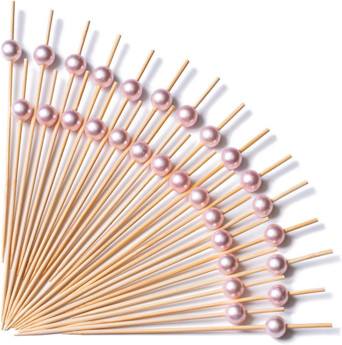Pink Bamboo Wooden Decorative Appetizers Toothpicks 100pcs 4.7 Inch