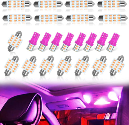 Car LED Bulb, Pink, 24 Sets, Compatible with All Vehicles, Wide Range of Applications, Easy Installation