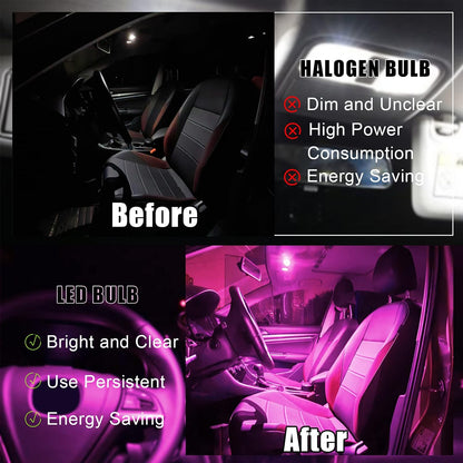 Car LED Bulb, Pink, 24 Sets, Compatible with All Vehicles, Wide Range of Applications, Easy Installation