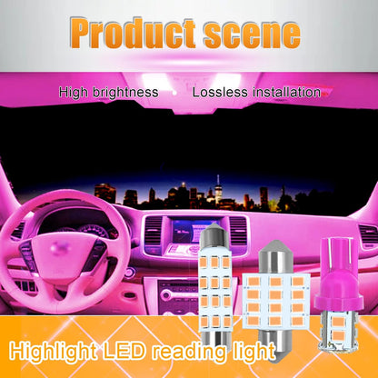 Car LED Bulb, Pink, 24 Sets, Compatible with All Vehicles, Wide Range of Applications, Easy Installation
