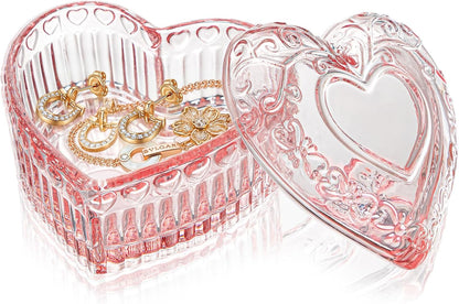 Pink Heart Shaped Jewelry Box, Heart Trinket Box