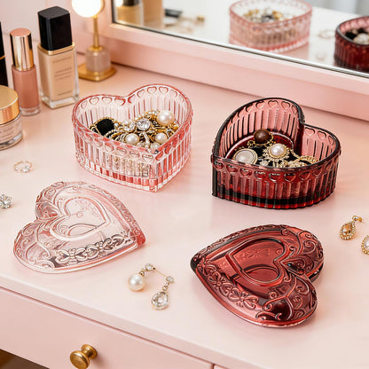 Pink Heart Shaped Jewelry Box, Heart Trinket Box