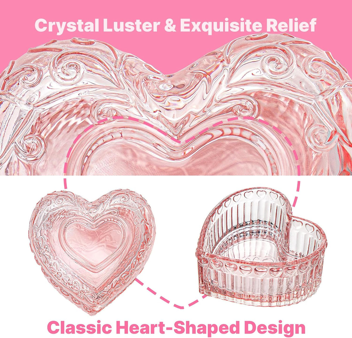 Pink Heart Shaped Jewelry Box, Heart Trinket Box