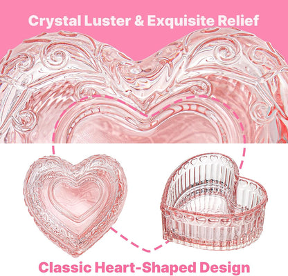 Pink Heart Shaped Jewelry Box, Heart Trinket Box