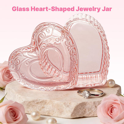 Pink Heart Shaped Jewelry Box, Heart Trinket Box