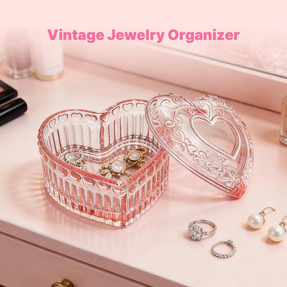 Pink Heart Shaped Jewelry Box, Heart Trinket Box