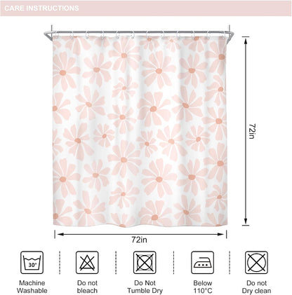 Pink Cute Shower Curtain Set Girls Kids Girly Floral Daisy Bathroom Decor