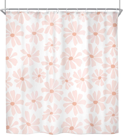 Pink Cute Shower Curtain Set Girls Kids Girly Floral Daisy Bathroom Decor