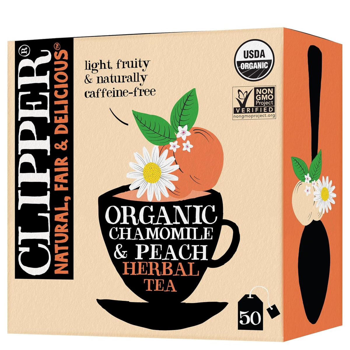Clipper Organic Chamomile & Peach Herbal Tea, 50 Tea Bags