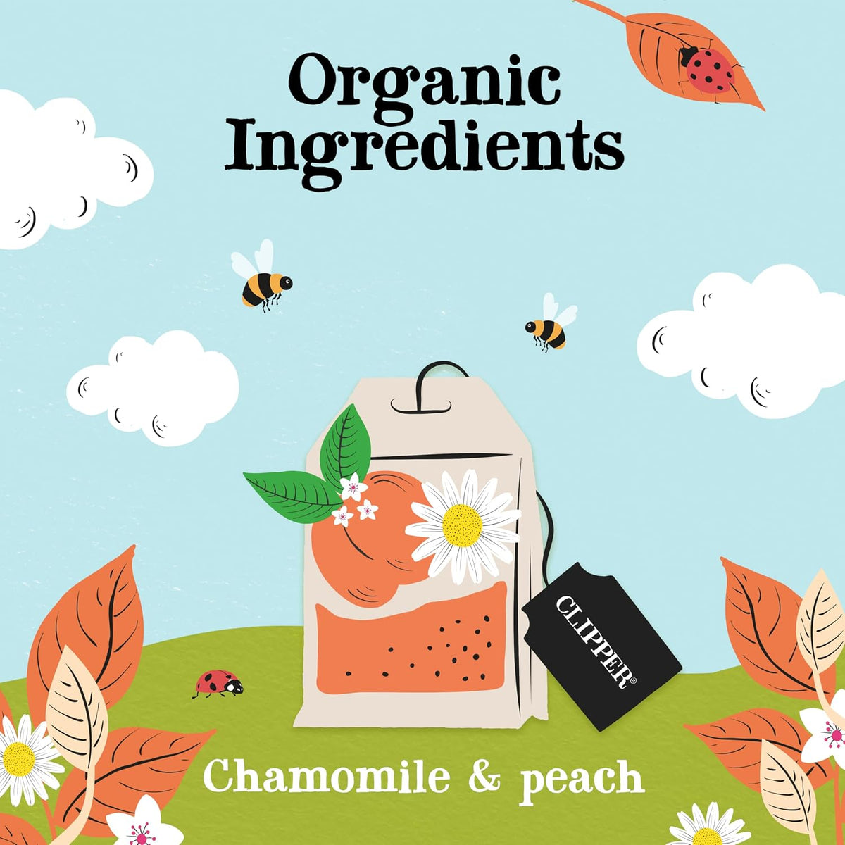 Clipper Organic Chamomile & Peach Herbal Tea, 50 Tea Bags
