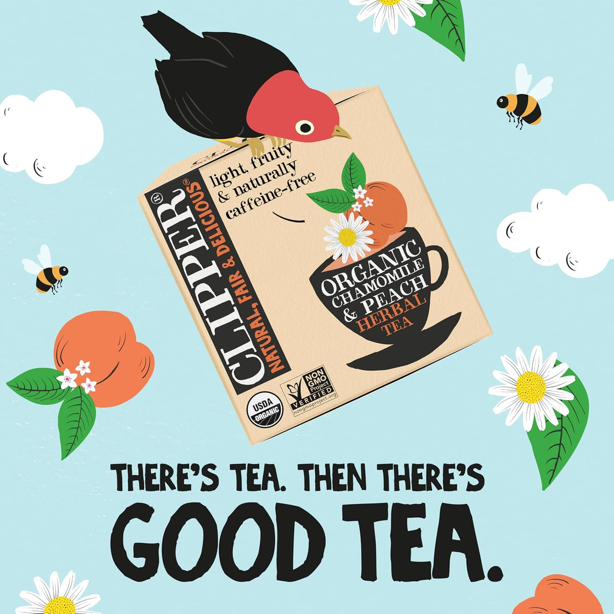 Clipper Organic Chamomile & Peach Herbal Tea, 50 Tea Bags