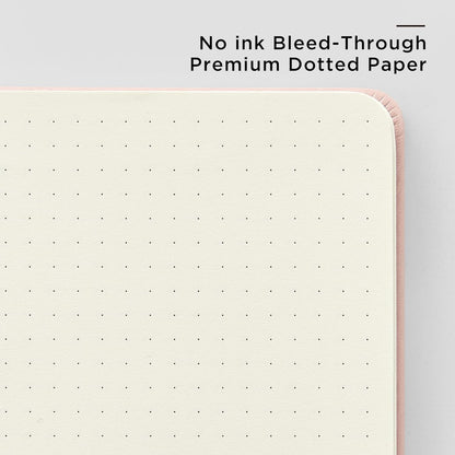 & Dotted Journal Notebook, A5 Hardcover Aesthetic Dotted Notebook – 160 Pages 100gsm Thick Dot Grid Paper, 3 Sticker Sheets – Gift-Ready Journaling Kit for Women (Peach Pink)