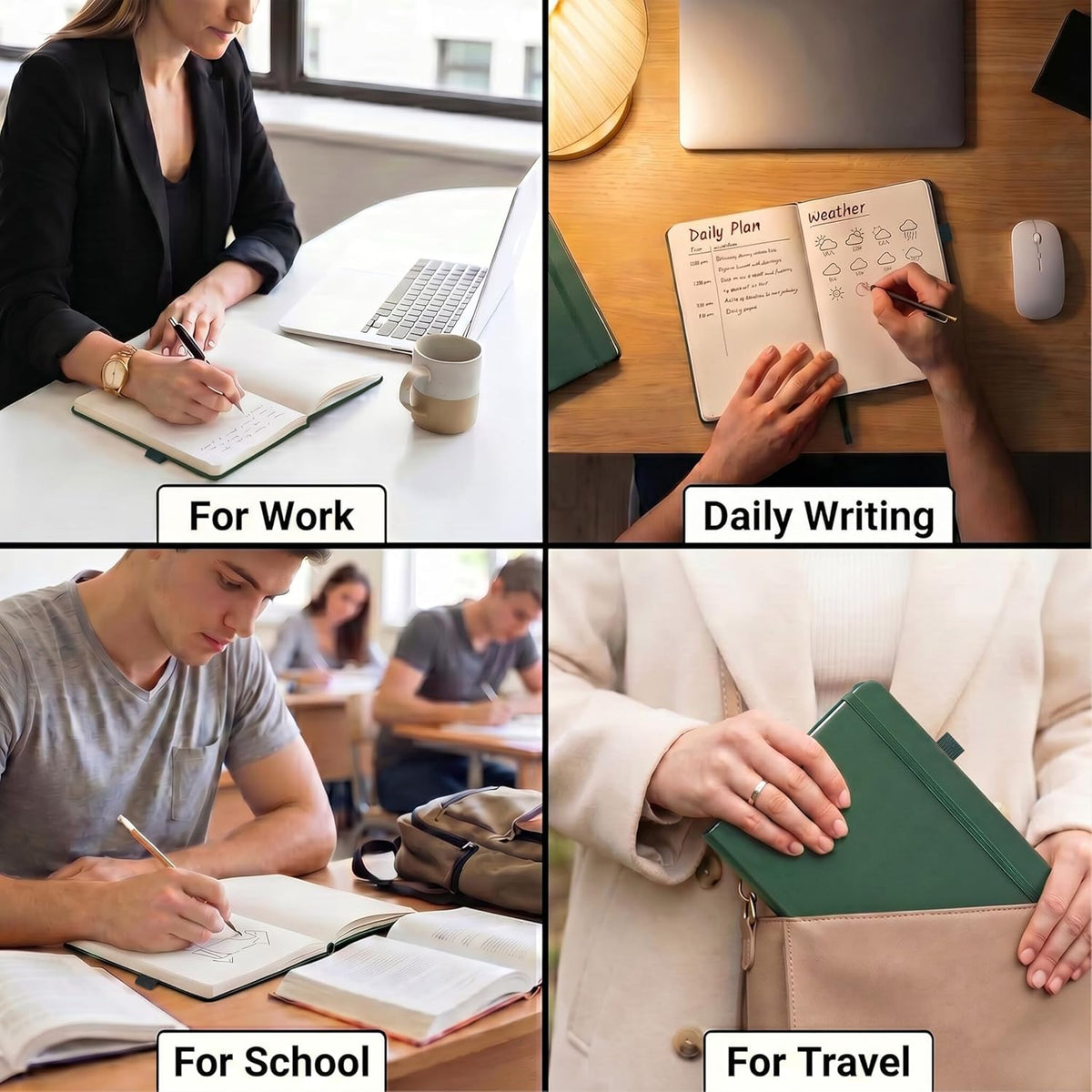& Dotted Journal Notebook, A5 Hardcover Aesthetic Dotted Notebook – 160 Pages 100gsm Thick Dot Grid Paper, 3 Sticker Sheets – Gift-Ready Journaling Kit for Women (Peach Pink)