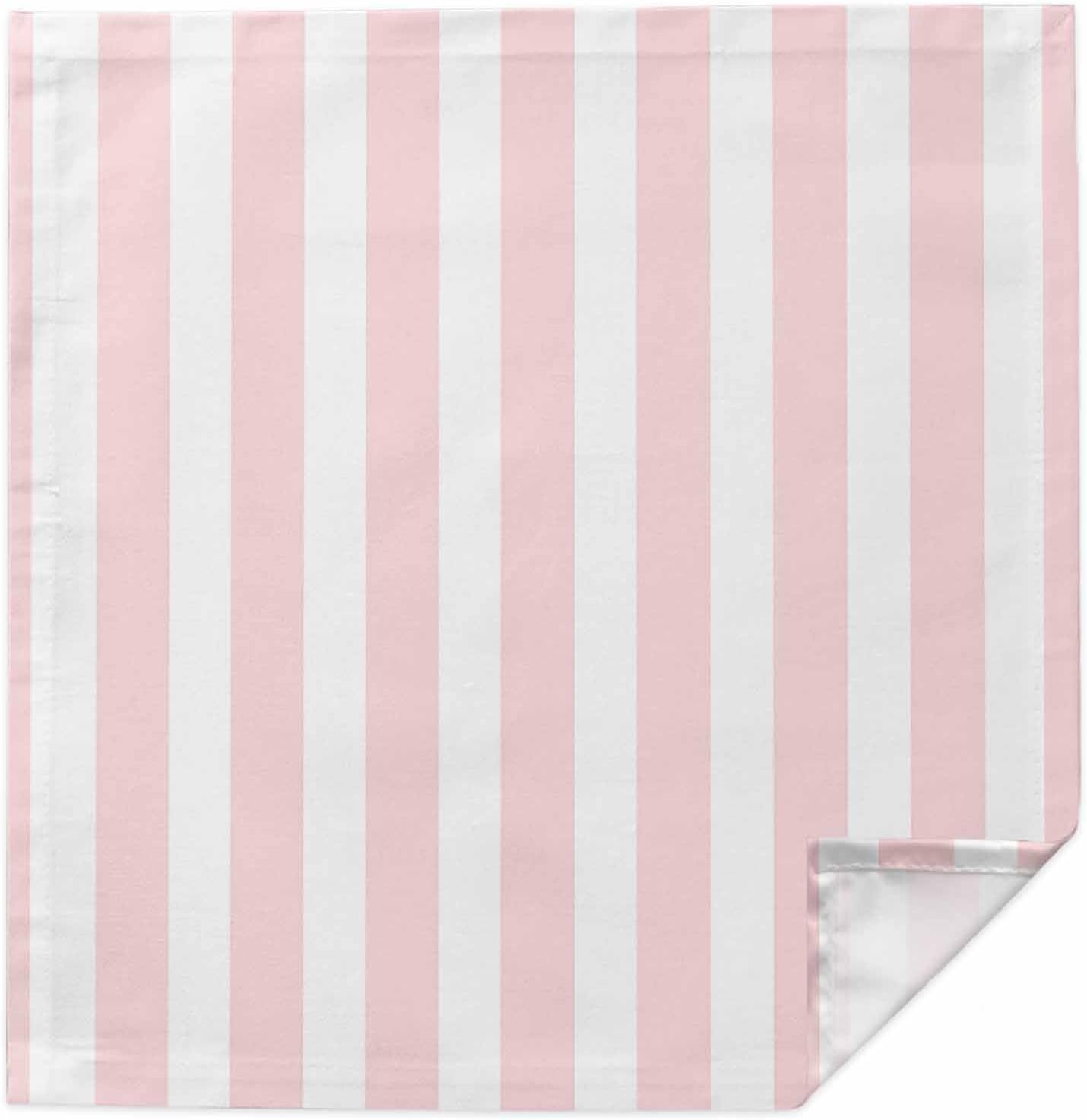Cloth Napkins Set of 1 Pink Stripes 20x20 Inch Washable Dinner Napkin Pink White Vertical Striped Reusable Soft Table Napkins for Party Wedding Restaurant Hotel