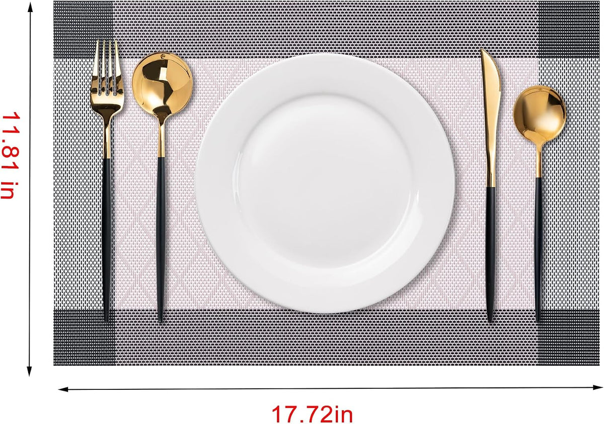 Placemats Set of 4 Washable Indoor(C-Rhombus-Pink)