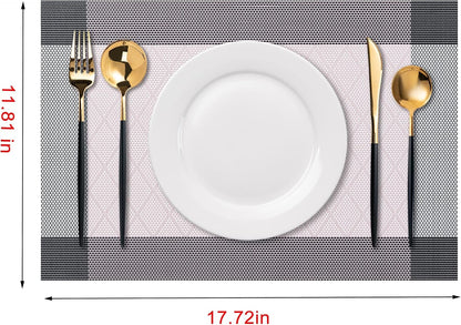 Placemats Set of 4 Washable Indoor(C-Rhombus-Pink)
