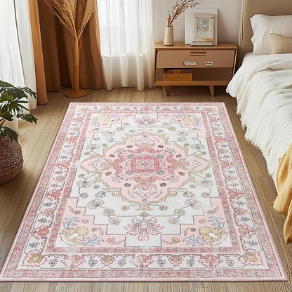 4x6FT Area Rug for Living Room, Washable Area Rug, Pink