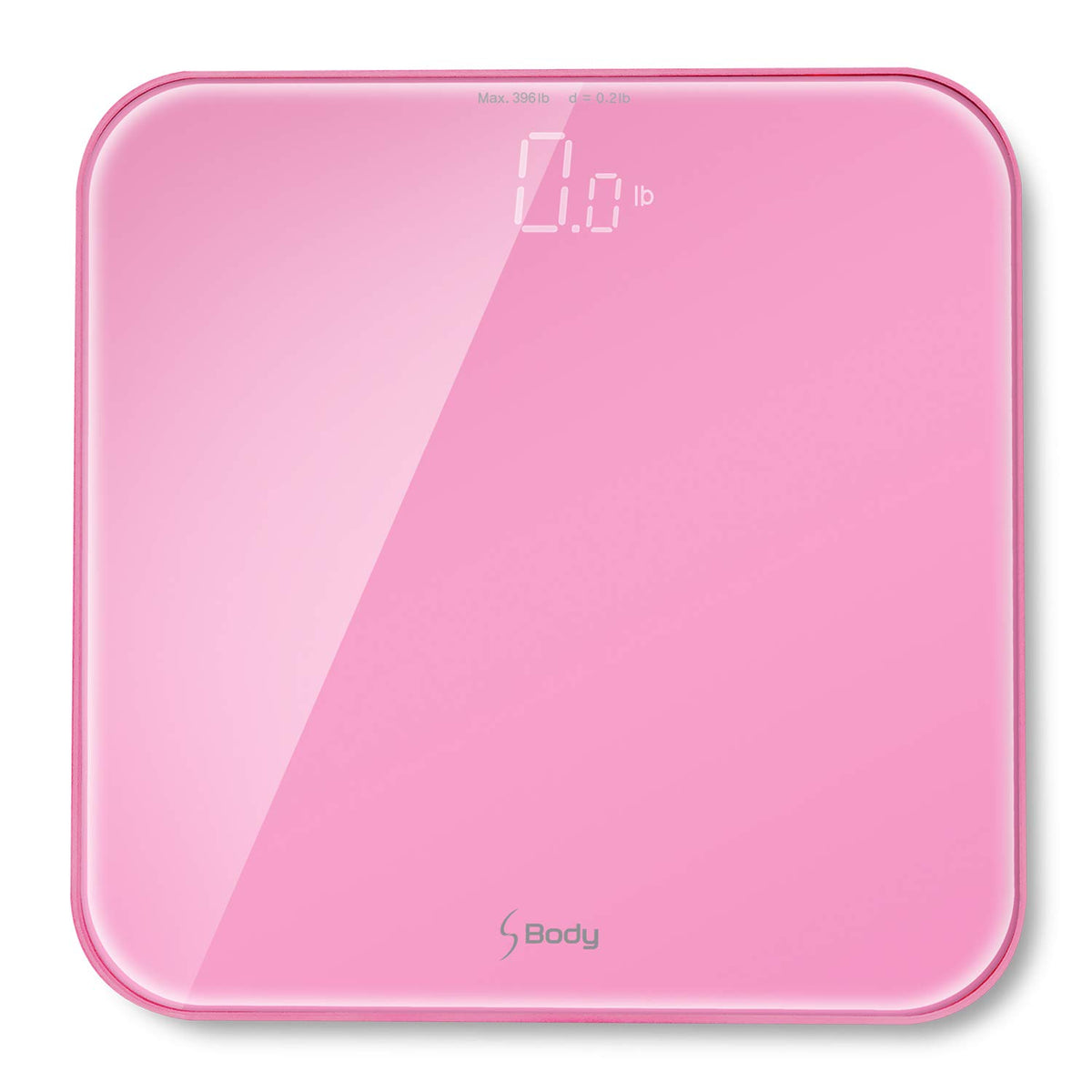 S Body High Precision Ultra Wide Digital Body Weight Bathroom Scale up to 396lb/180kg, Super-Clear Large LED Display,Step-On Technology, Pink