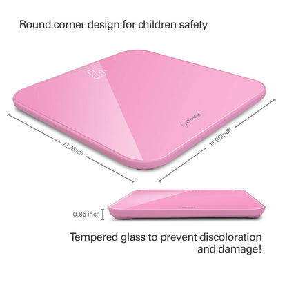 S Body High Precision Ultra Wide Digital Body Weight Bathroom Scale up to 396lb/180kg, Super-Clear Large LED Display,Step-On Technology, Pink
