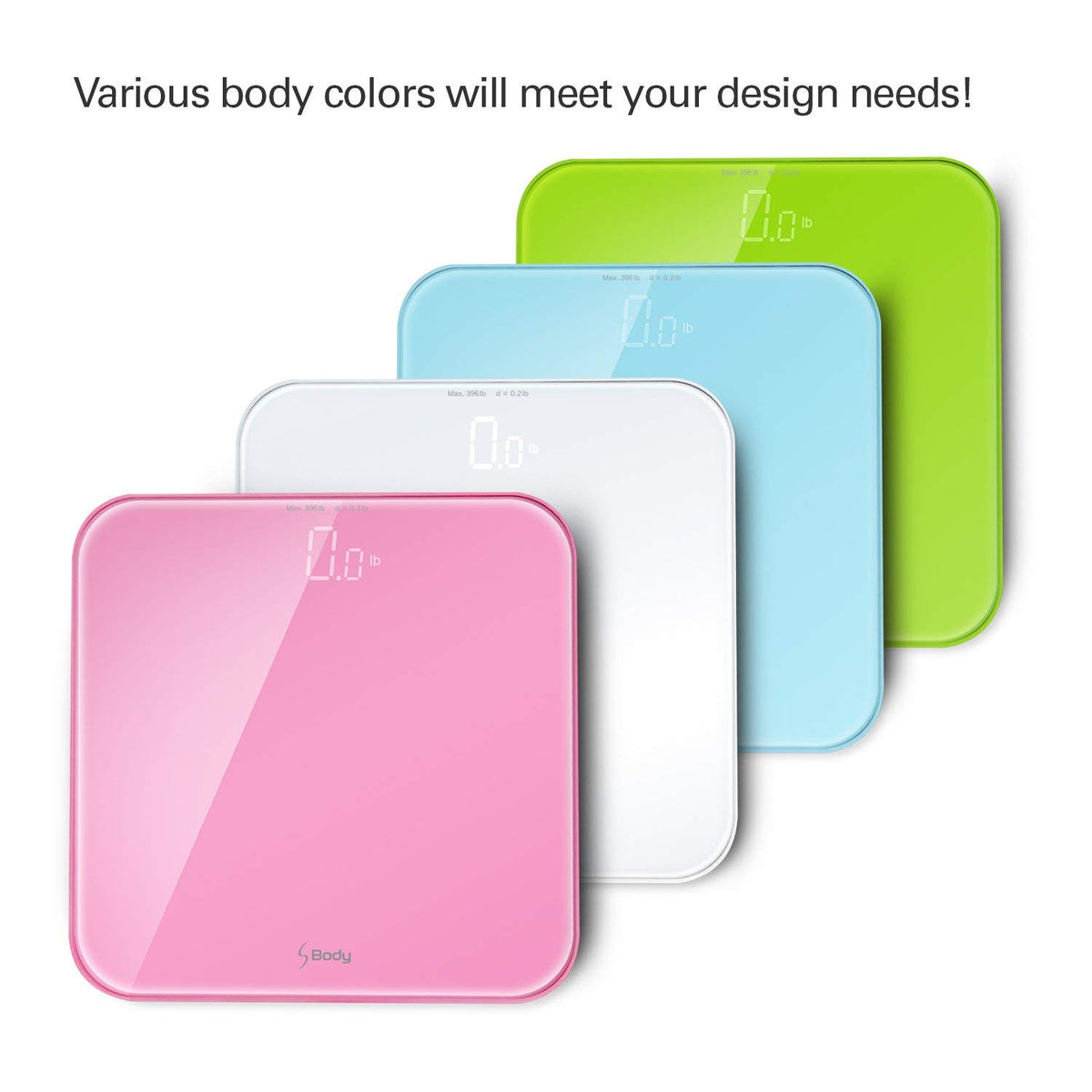 S Body High Precision Ultra Wide Digital Body Weight Bathroom Scale up to 396lb/180kg, Super-Clear Large LED Display,Step-On Technology, Pink
