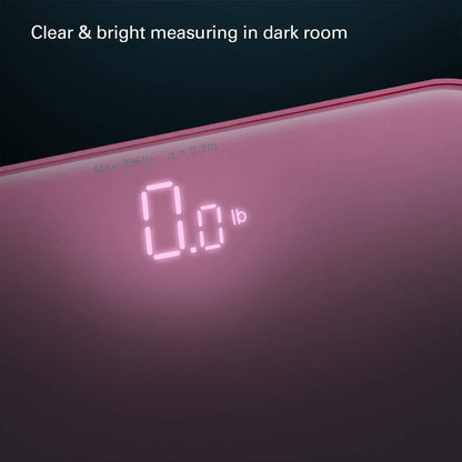 S Body High Precision Ultra Wide Digital Body Weight Bathroom Scale up to 396lb/180kg, Super-Clear Large LED Display,Step-On Technology, Pink