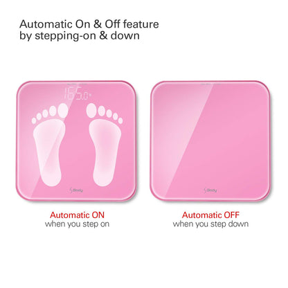 S Body High Precision Ultra Wide Digital Body Weight Bathroom Scale up to 396lb/180kg, Super-Clear Large LED Display,Step-On Technology, Pink