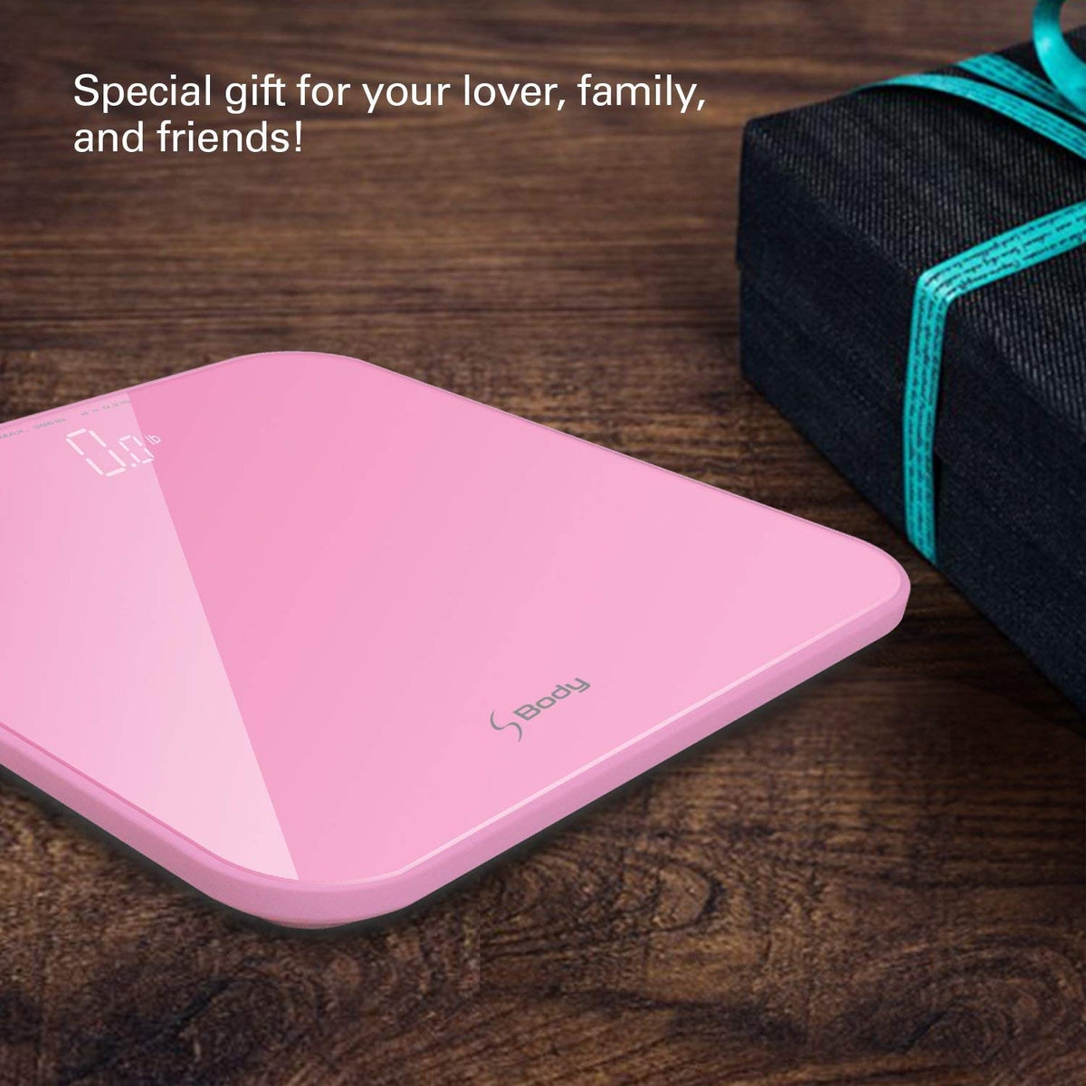 S Body High Precision Ultra Wide Digital Body Weight Bathroom Scale up to 396lb/180kg, Super-Clear Large LED Display,Step-On Technology, Pink