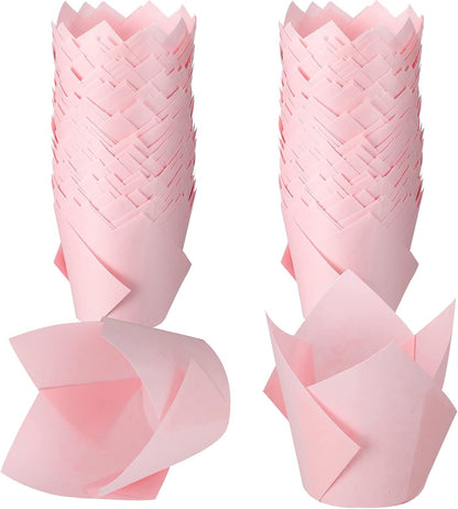 200 Pack Pink Tulip Cupcake Liners, Cupcake Wrappers for Baking