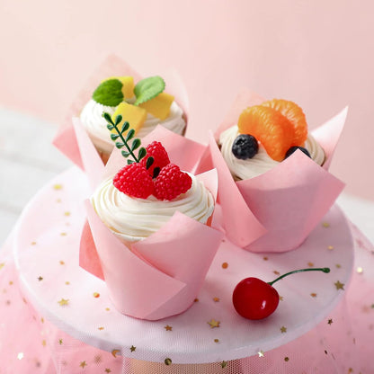 200 Pack Pink Tulip Cupcake Liners, Cupcake Wrappers for Baking