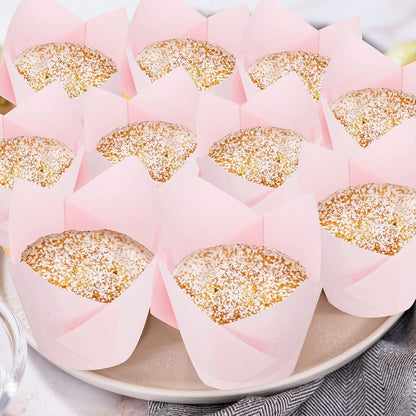 200 Pack Pink Tulip Cupcake Liners, Cupcake Wrappers for Baking