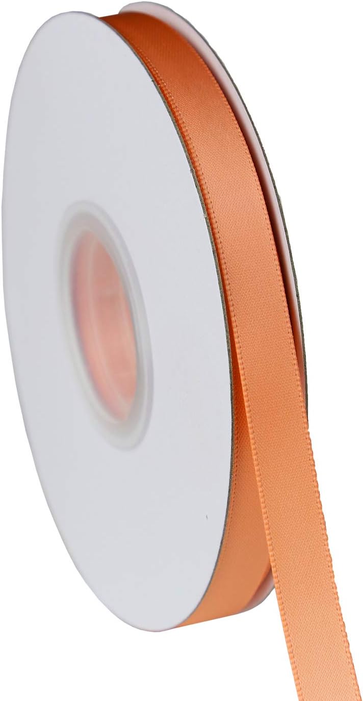 ITIsparkle 3/8" Inch Double Faced Satin Ribbon 50 Yards-Roll Set for Gift Wrapping Scrap Books Party Favor Hair Braids Baby Shower Decoration Floral Arrangement Craft Supplies, Peach Ribbon