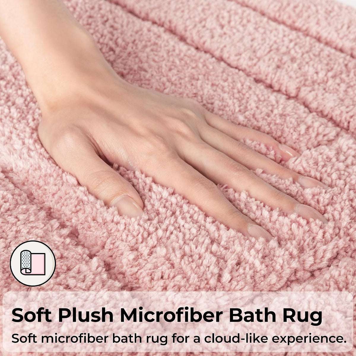 Pink Bathroom Rugs Set 3 Piece, Soft Microfiber Bath Mats