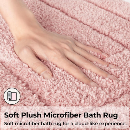 Pink Bathroom Rugs Set 3 Piece, Soft Microfiber Bath Mats