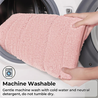 Pink Bathroom Rugs Set 3 Piece, Soft Microfiber Bath Mats