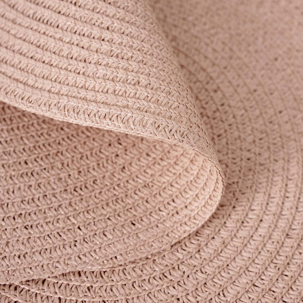 15 Inch Round Braided Woven Placemats Set of 6 Heat Resistant Non-Slip Circle Paper Table Mats for Kitchen Dining Tables (Pink)