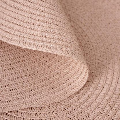 15 Inch Round Braided Woven Placemats Set of 6 Heat Resistant Non-Slip Circle Paper Table Mats for Kitchen Dining Tables (Pink)