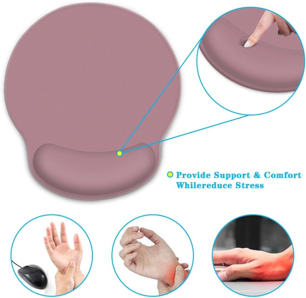 Ergonomic Mouse Pad with Wrist Support, Dark Pink