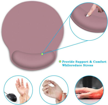 Ergonomic Mouse Pad with Wrist Support, Dark Pink