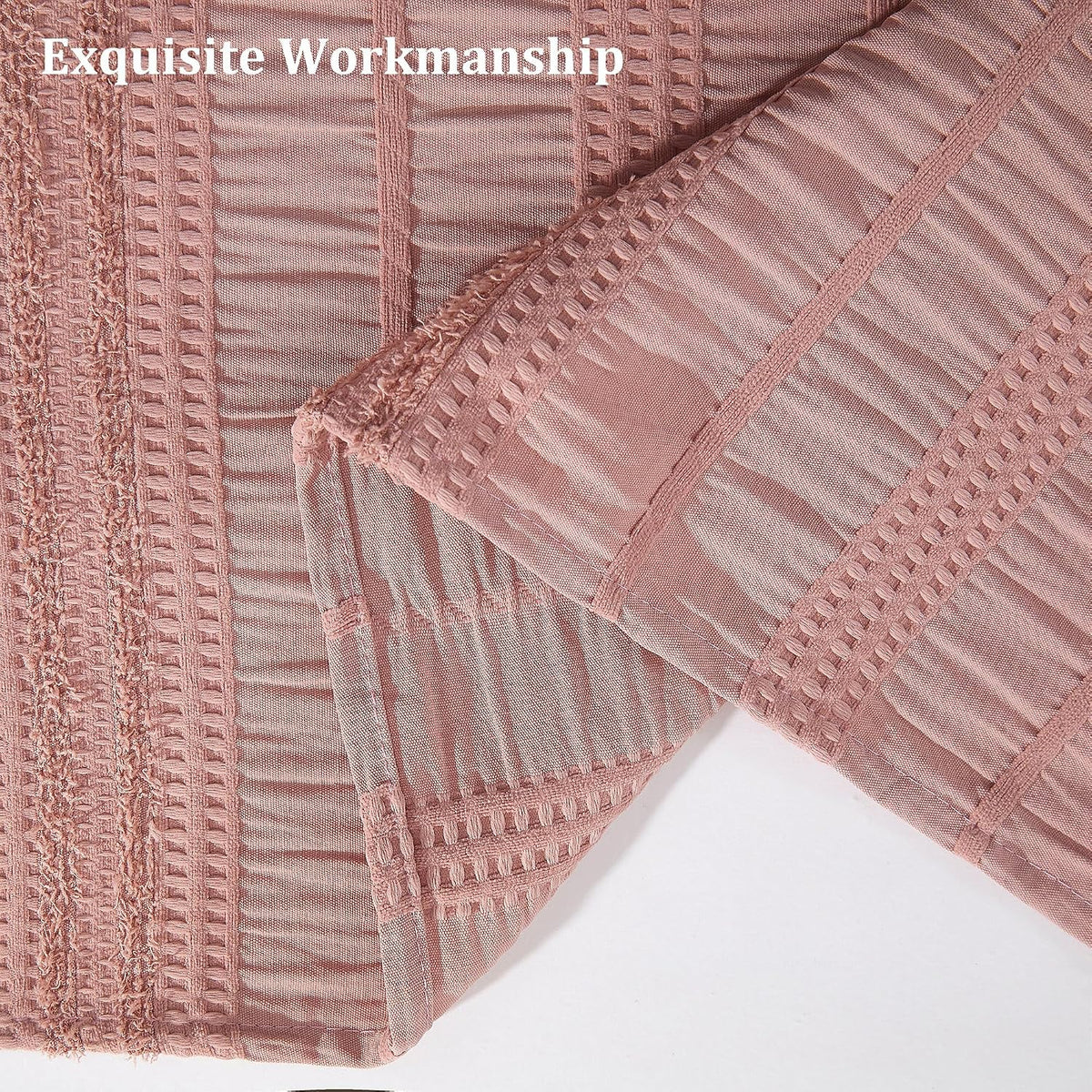 Pink Shower Curtain Farmhouse Shower Curtain for Bathroom Rustic Striped Fabric Shower Curtains 72 x 84