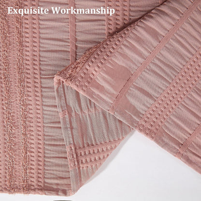 Pink Shower Curtain Farmhouse Shower Curtain for Bathroom Rustic Striped Fabric Shower Curtains 72 x 84