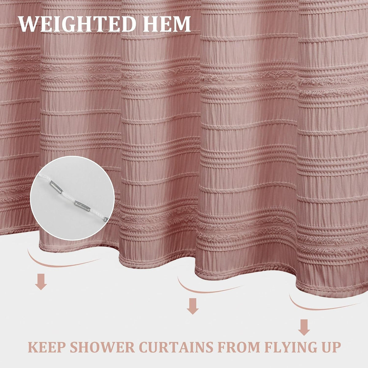 Pink Shower Curtain Farmhouse Shower Curtain for Bathroom Rustic Striped Fabric Shower Curtains 72 x 84