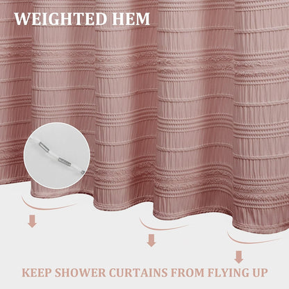 Pink Shower Curtain Farmhouse Shower Curtain for Bathroom Rustic Striped Fabric Shower Curtains 72 x 84