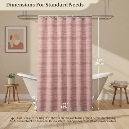 Pink Shower Curtain Farmhouse Shower Curtain for Bathroom Rustic Striped Fabric Shower Curtains 72 x 84