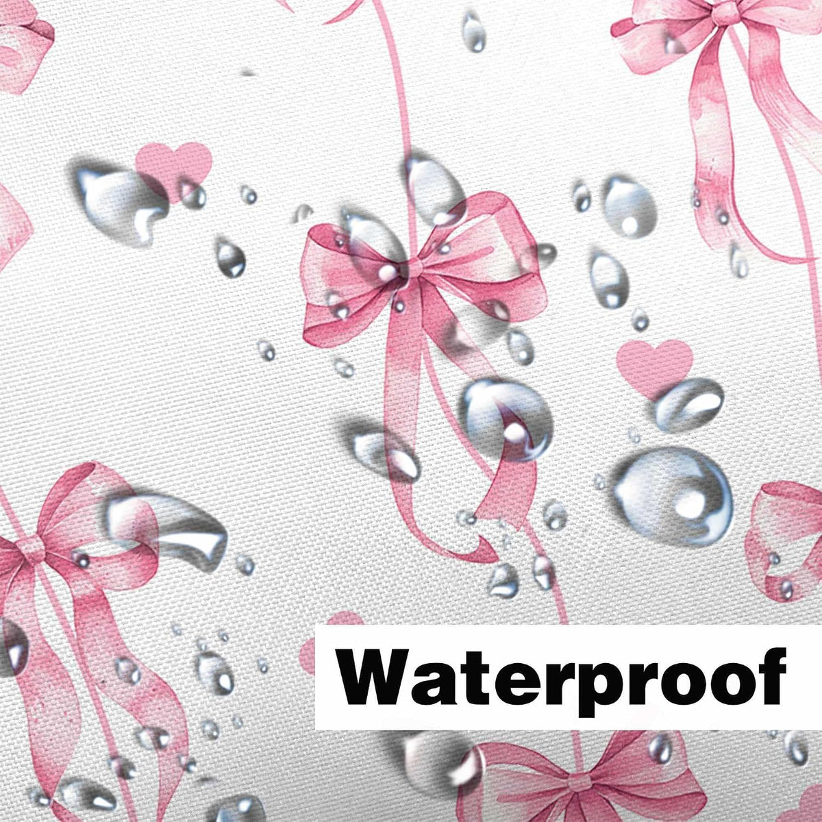 Pink Bow Shower Curtain, Cute Aesthetic Bowknot for Teens Girls Aabstract Shower Curtain Set, Princess Style Girly Fairy Tale Theme Bath Curtain Decor with Hooks, 72X72IN