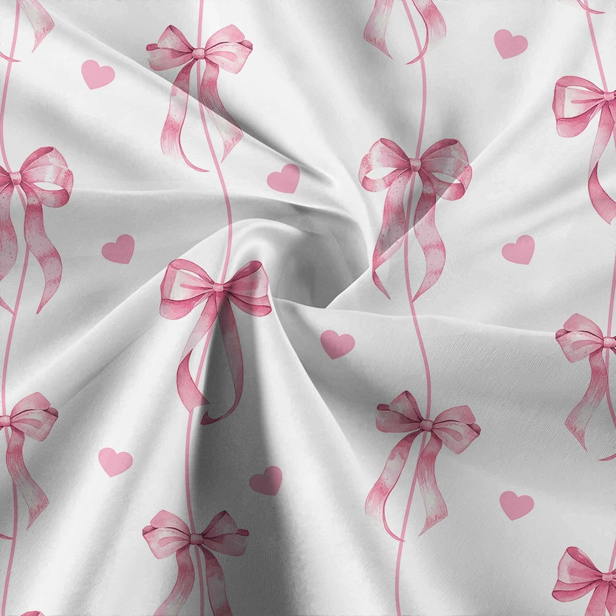Pink Bow Shower Curtain, Cute Aesthetic Bowknot for Teens Girls Aabstract Shower Curtain Set, Princess Style Girly Fairy Tale Theme Bath Curtain Decor with Hooks, 72X72IN