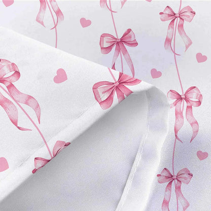Pink Bow Shower Curtain, Cute Aesthetic Bowknot for Teens Girls Aabstract Shower Curtain Set, Princess Style Girly Fairy Tale Theme Bath Curtain Decor with Hooks, 72X72IN