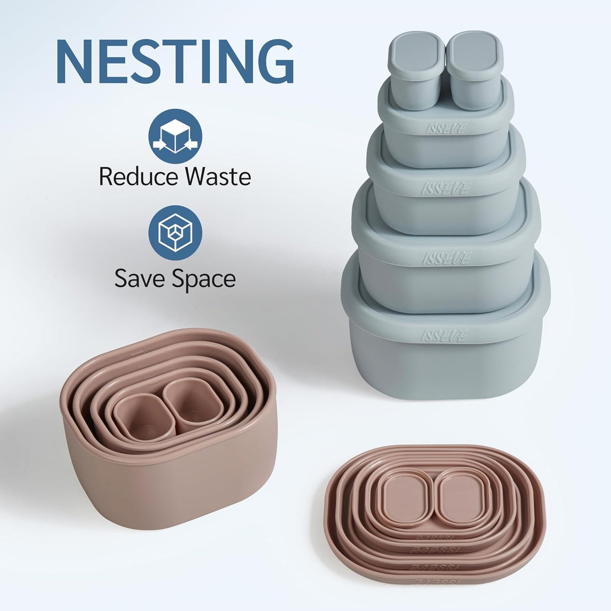 12Pcs/Set Nesting Silicone Food Storage Containers with Lids